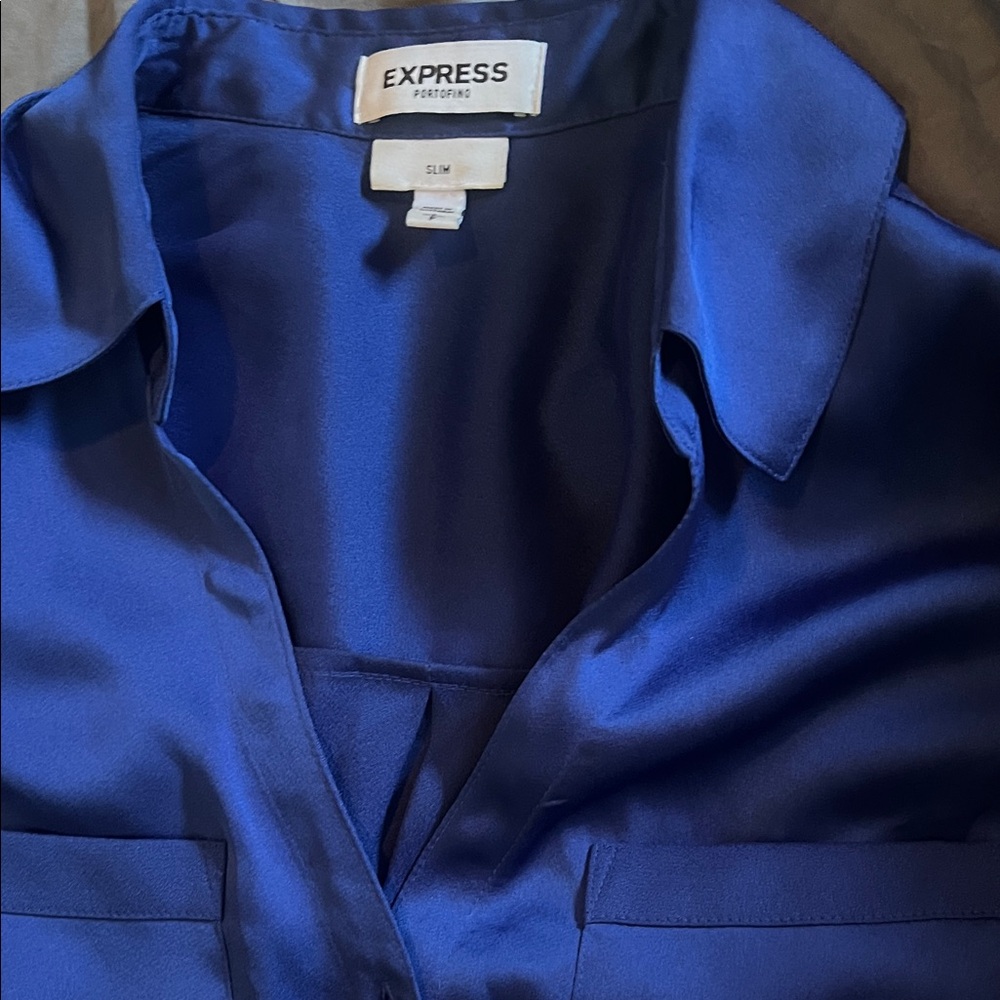 Express Royal Blue Satin Shirt